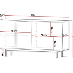 Madia 163x87 cm 4 ante antracite beige Essenzia
