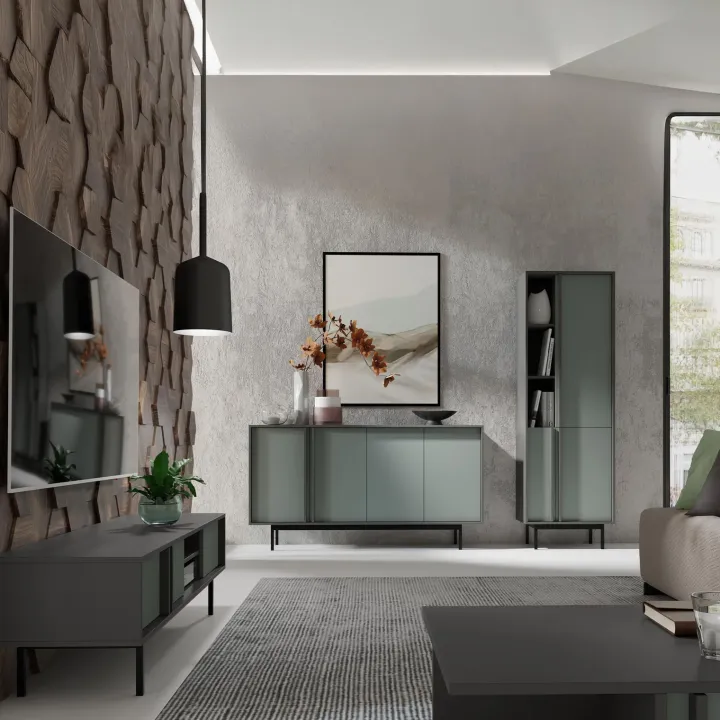 Madia 163x87 cm 4 ante antracite verde Essenzia