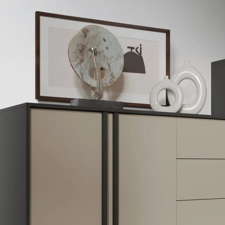 Madia 123x87 cm 2 ante 3 cassetti antracite beige Essenzia