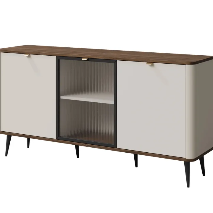 Madia 160x82 cm 3 ante con anta vetrata beige cashmere noce Arden