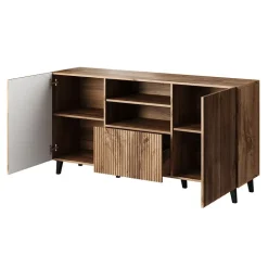 Madia 151x83cm 3 ante moderna industrial cannettato quercia Essence