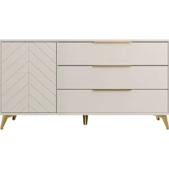 Madia 154x80h cm 1 anta 6 cassetti beige con frontali serigrafati Miriam