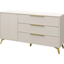 Madia 154x80h cm 1 anta 6 cassetti beige con frontali serigrafati Miriam