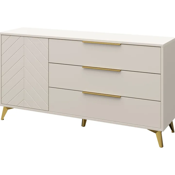 Madia 154x80h cm 1 anta 6 cassetti beige con frontali serigrafati Miriam