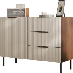 Madia 105x76h cm 1 anta 3 cassetti beige cashmere noce Serenia
