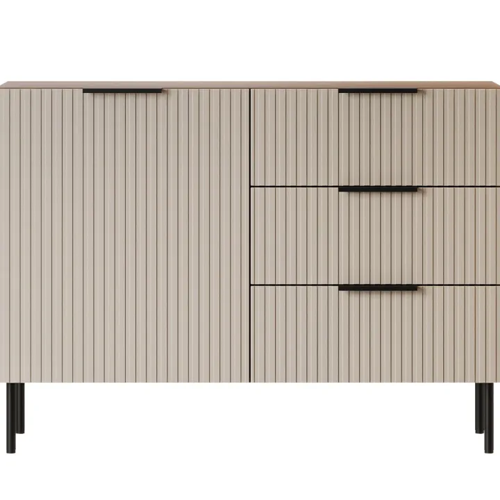 Madia 105x76h cm 1 anta 3 cassetti beige cashmere noce Serenia