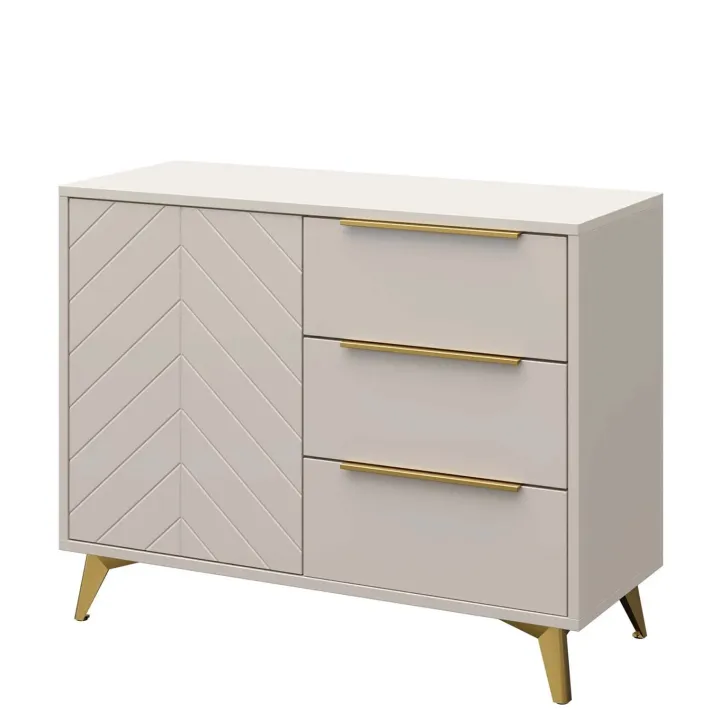 Madia 104x80h cm 1 anta 3 cassetti beige con frontali serigrafati Miriam