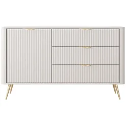 Madia 138x81h cm 1 anta 3 cassetti beige cannettato Ramis