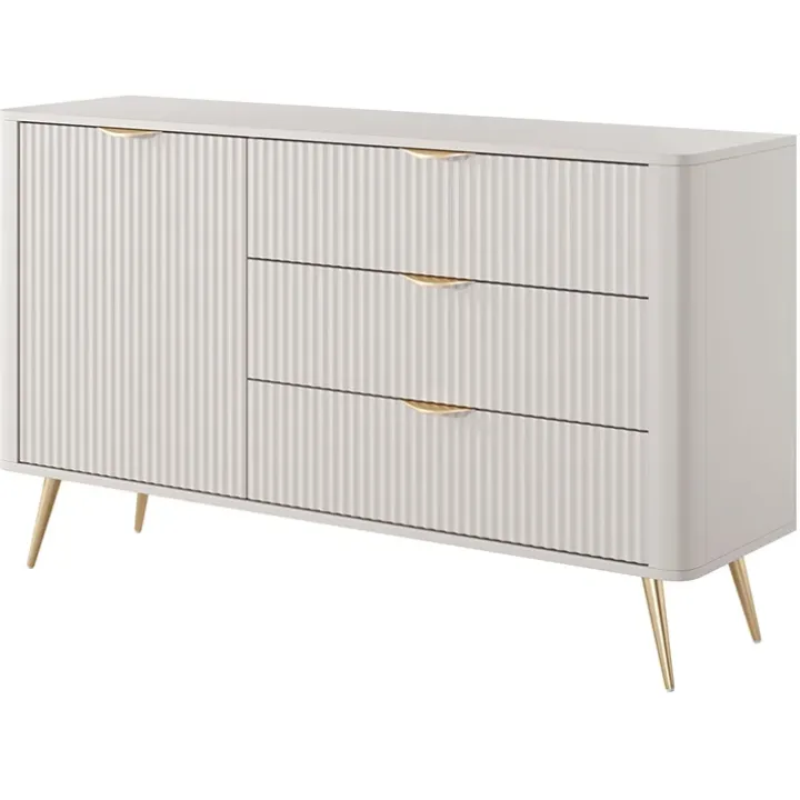Madia 138x81h cm 1 anta 3 cassetti beige cannettato Ramis