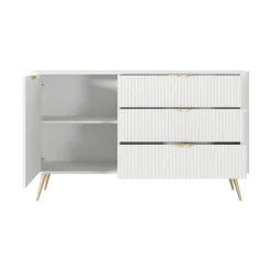 Madia 138x81h cm 1 anta 3 cassetti bianco opaco cannettato Ramis
