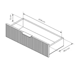 Madia 138x81h cm 1 anta 3 cassetti bianco opaco cannettato Ramis
