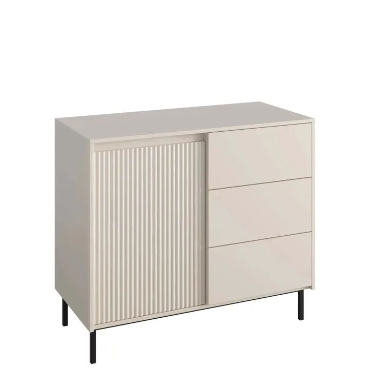 Madia 103x90h cm 1 anta 3 cassetti design cannettato beige cashmere Strike