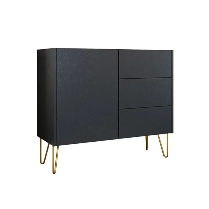 Madia 97x83h cm 1 anta 3 cassetti moderna grafite frassinato marmo nero Visby