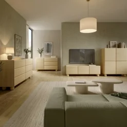 Madia 130x80h cm 1 anta 3 cassetti soggiorno rovere chiaro Mellow