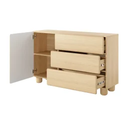 Madia 130x80h cm 1 anta 3 cassetti soggiorno rovere chiaro Mellow