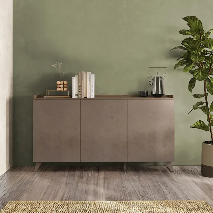 Madia 181x99h cm 3 ante bronzo rovere scuro Jonson
