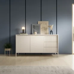Madia 154x82h cm 2 ante 3 cassetti beige cannettato Ciar