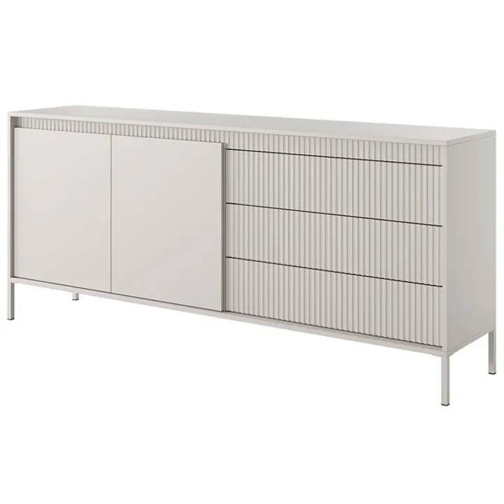 Madia 187x82h cm 2 ante 3 cassetti beige cannettato Ciar