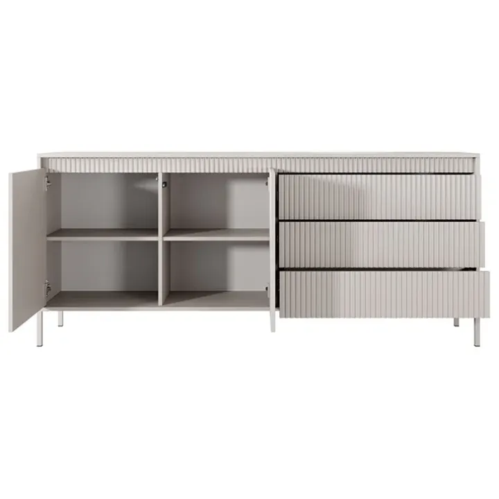 Madia 187x82h cm 2 ante 3 cassetti beige cannettato Ciar