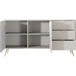 Madia 163x81h cm 2 ante 3 cassetti beige cannettato Ramis