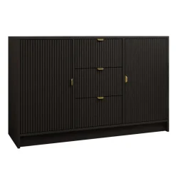 Madia 118x75h cm 2 ante 3 cassetti cannettato nero Athena