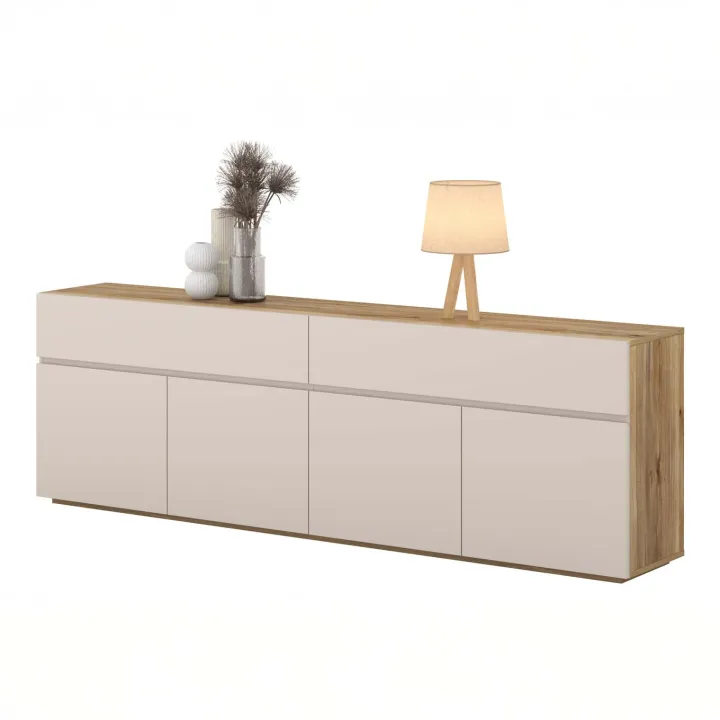 Madia 200x64h cm 4 ante 2 cassetti cashmere rovere Delia