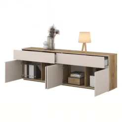 Madia 200x64h cm 4 ante 2 cassetti cashmere rovere Delia
