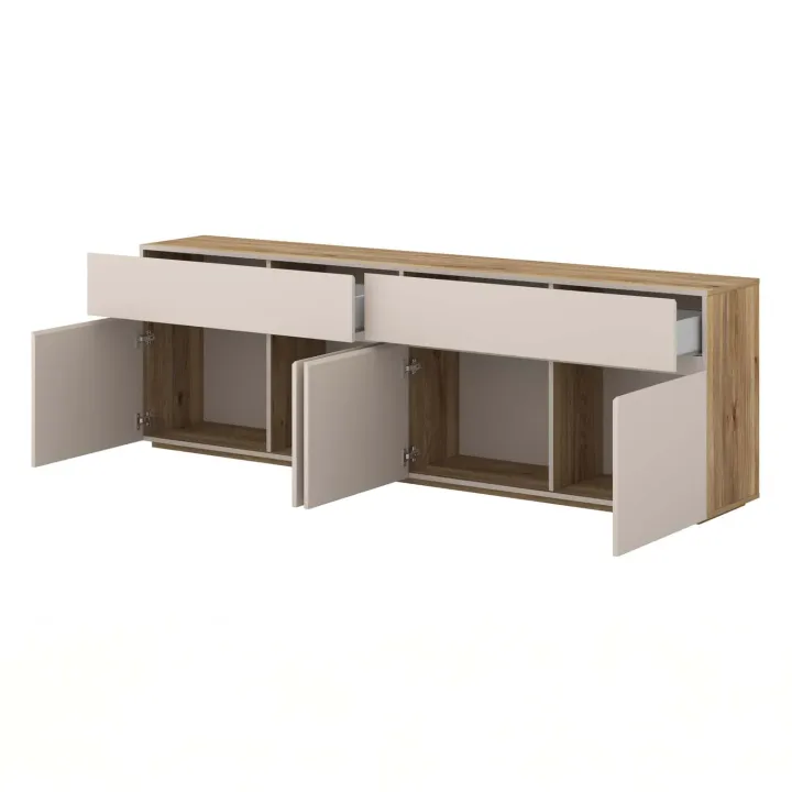 Madia 200x64h cm 4 ante 2 cassetti cashmere rovere Delia
