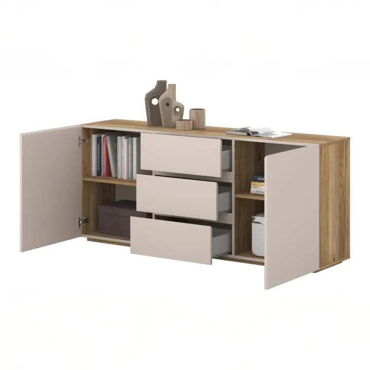 Madia 150x64h cm 2 ante 3 cassetti cashmere rovere Delia