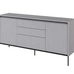 Madia 166x83h cm 2 ante 3 cassetti con led cannettato grigio nero Camelia