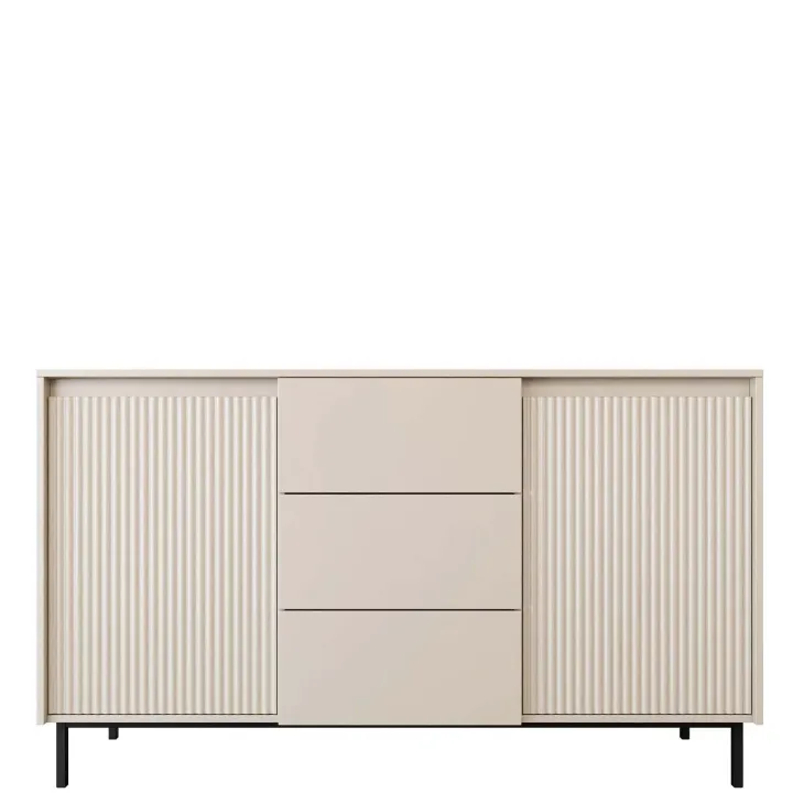 Madia 153x90h cm 2 ante 3 cassetti design cannettato beige cashmere Strike