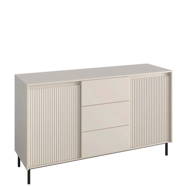Madia 153x90h cm 2 ante 3 cassetti design cannettato beige cashmere Strike