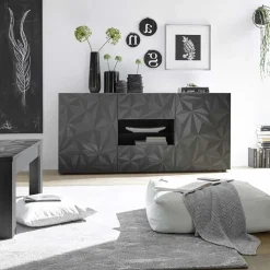 Madia 181x84h cm 2 ante 2 cassetti grigio lucido con serigrafia Marvis