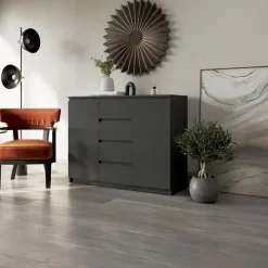 Madia 109x85h cm 2 ante 4 cassetti moderna nero Ombra