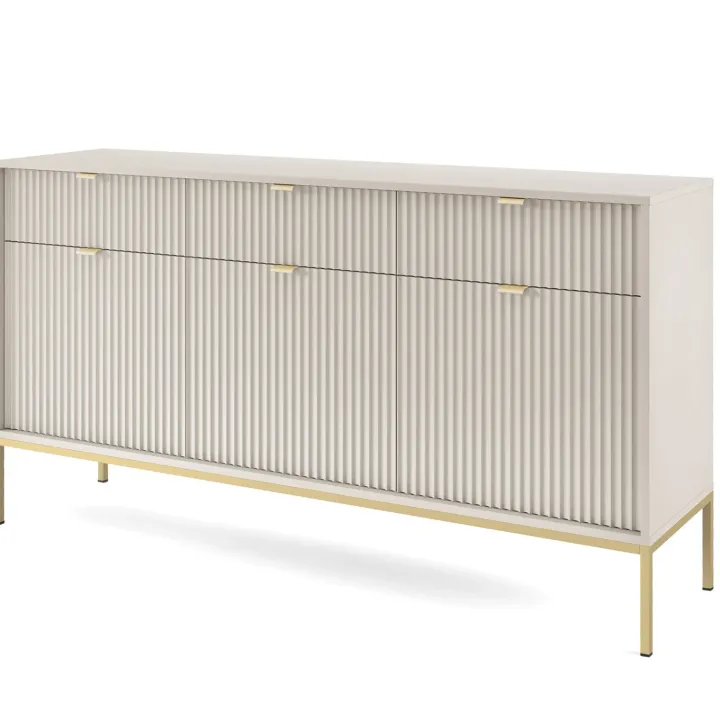 Madia 154x83h cm 3 ante 3 cassetti moderna beige Alisa