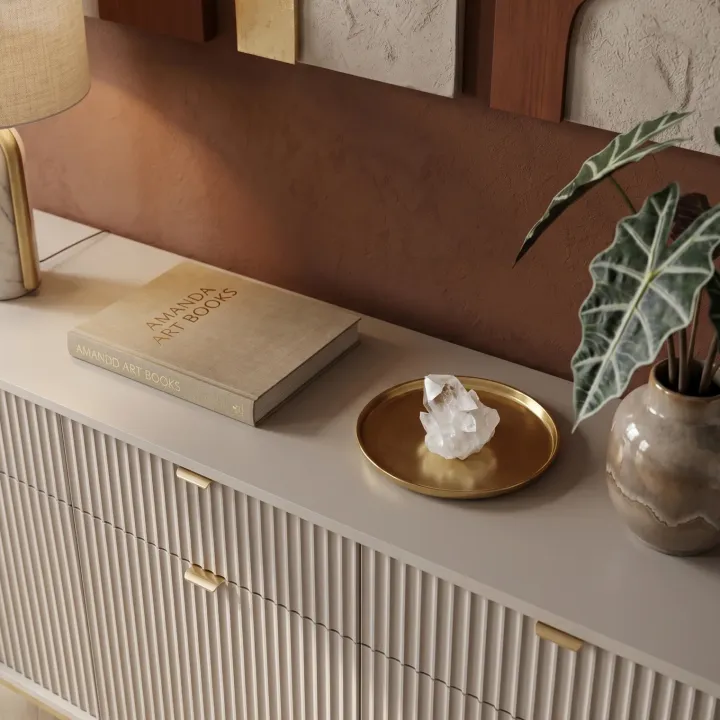 Madia 154x83h cm 3 ante 3 cassetti moderna beige Alisa
