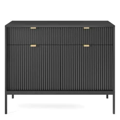 Madia 104x83h cm 2 ante 2 cassetti moderna nero cannettato Alisa