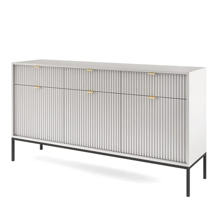 Madia 154x83h cm 3 ante 3 cassetti moderna grigio Alisa