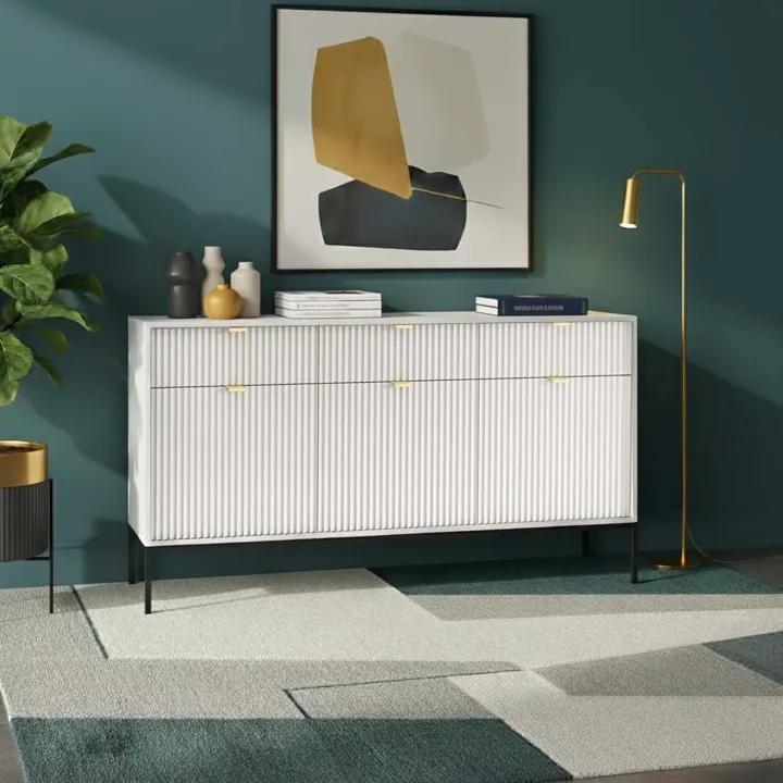 Madia 154x83h cm 3 ante 3 cassetti moderna grigio Alisa