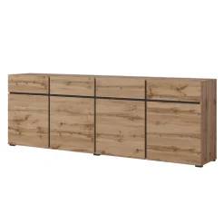 Madia 225x78h cm 4 ante 4 cassetti moderna rovere nero Lolla