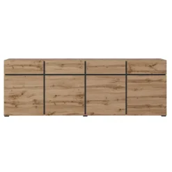 Madia 225x78h cm 4 ante 4 cassetti moderna rovere nero Lolla