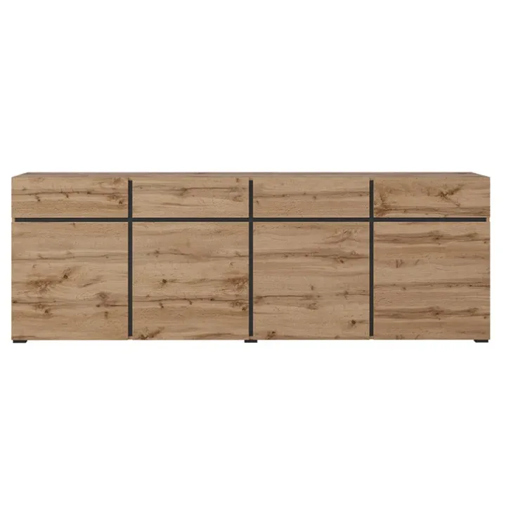 Madia 225x78h cm 4 ante 4 cassetti moderna rovere nero Lolla