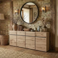 Madia 225x78h cm 4 ante 4 cassetti moderna rovere nero Lolla