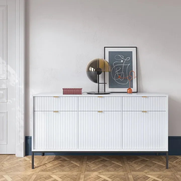 Madia 154x83h cm 3 ante 3 cassetti moderna bianco Alisa