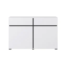 Madia 120x78h cm 2 ante 2 cassetti moderna bianco opaco nero Lolla