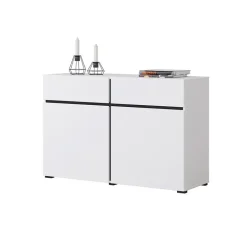 Madia 120x78h cm 2 ante 2 cassetti moderna bianco opaco nero Lolla