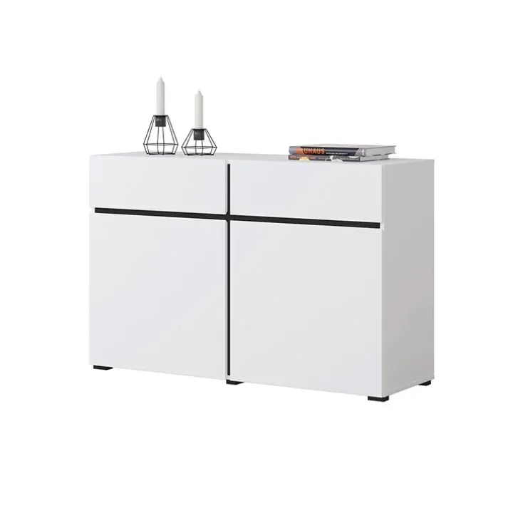 Madia 120x78h cm 2 ante 2 cassetti moderna bianco opaco nero Lolla