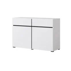 Madia 120x78h cm 2 ante 2 cassetti moderna bianco opaco nero Lolla