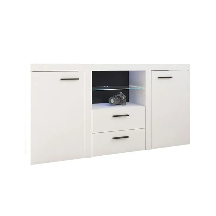 Madia 157x82h cm 2 ante 2 cassetti moderna con led bianco Haarlem