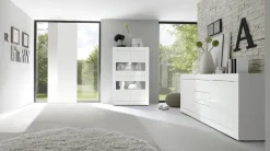 Madia 210x86h cm 2 ante 3 cassetti moderna bianco lucido Eternity